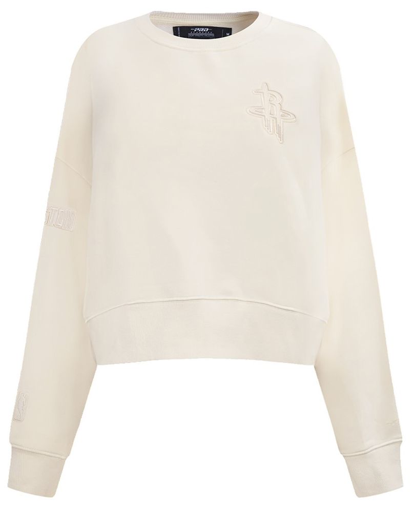 Pro Standard Women's Houston Rockets Off White Neutral Fleece Crewneck Sweatshirt product image