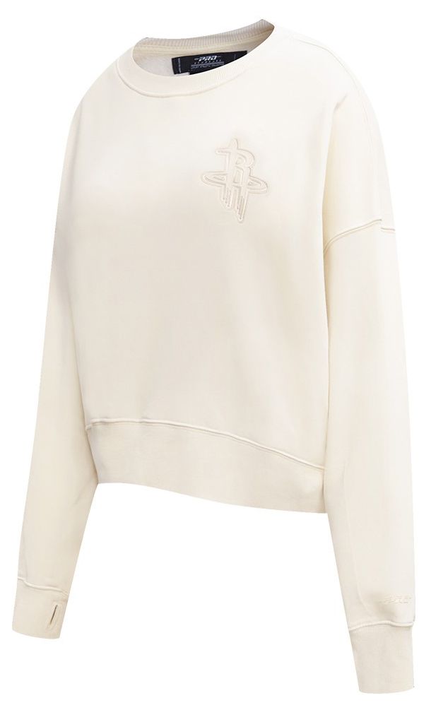 Pro Standard Women's Houston Rockets Off White Neutral Fleece Crewneck Sweatshirt product image