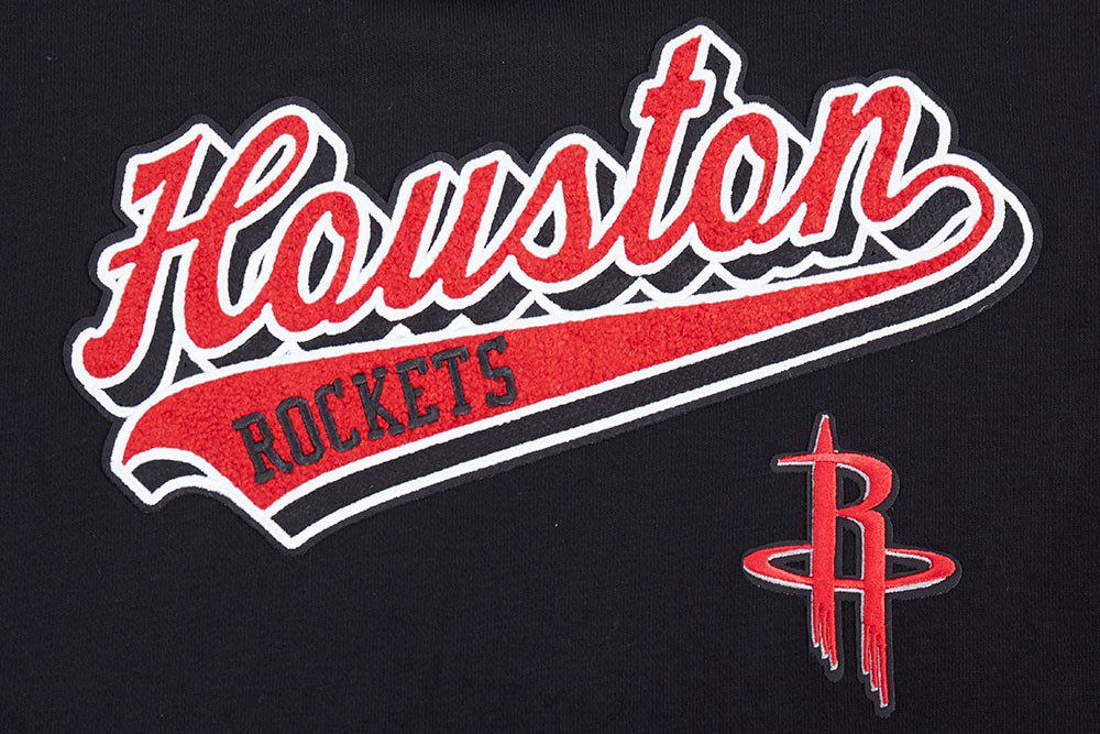 Pro Standard Women's Houston Rockets Black Script Tail Rib Cropped Fleece Pullover Hoodie product image