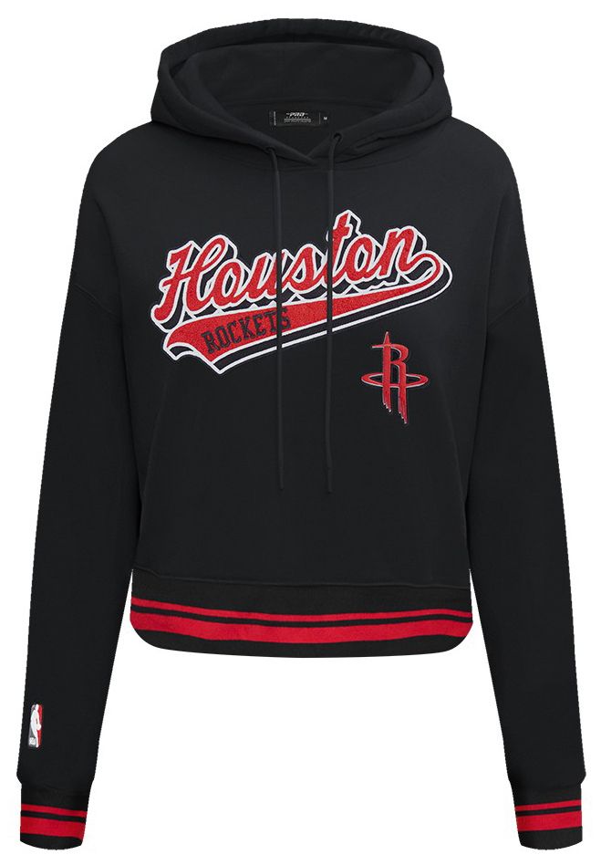 Pro Standard Women's Houston Rockets Black Script Tail Rib Cropped Fleece Pullover Hoodie product image