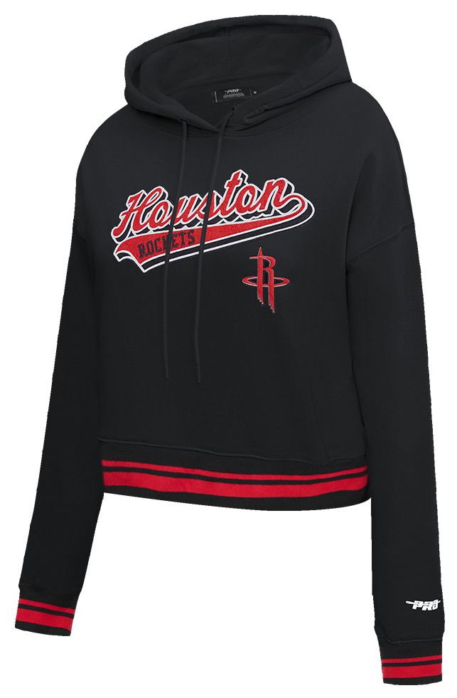 Pro Standard Women's Houston Rockets Black Script Tail Rib Cropped Fleece Pullover Hoodie product image