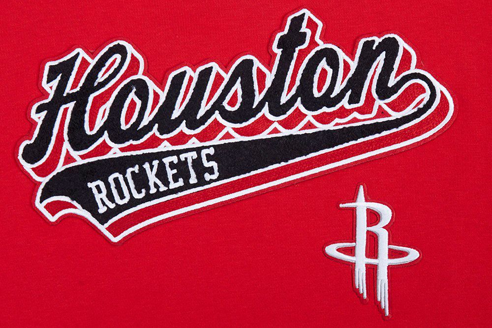 Pro Standard Women's Houston Rockets Red Script Tail Rib Cropped Fleece Pullover Hoodie product image
