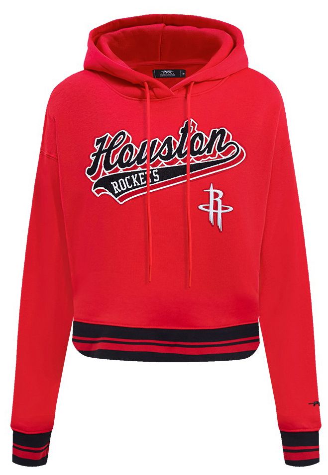 Pro Standard Women's Houston Rockets Red Script Tail Rib Cropped Fleece Pullover Hoodie product image
