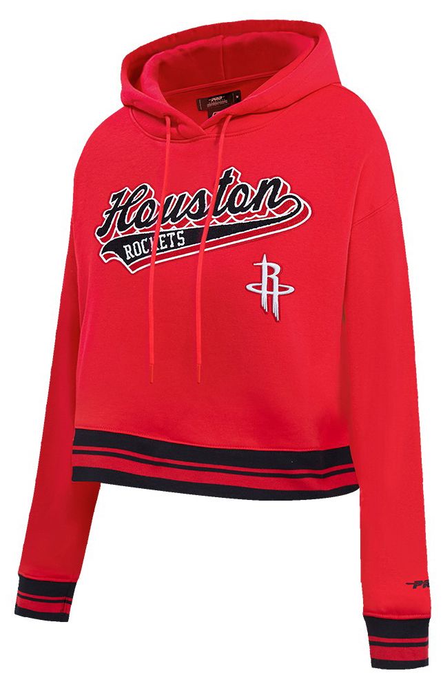 Pro Standard Women's Houston Rockets Red Script Tail Rib Cropped Fleece Pullover Hoodie product image