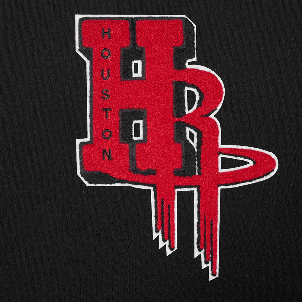 Pro Standard Women's Houston Rockets Black Mash Up Rib Fleece Crewneck Sweatshirt product image