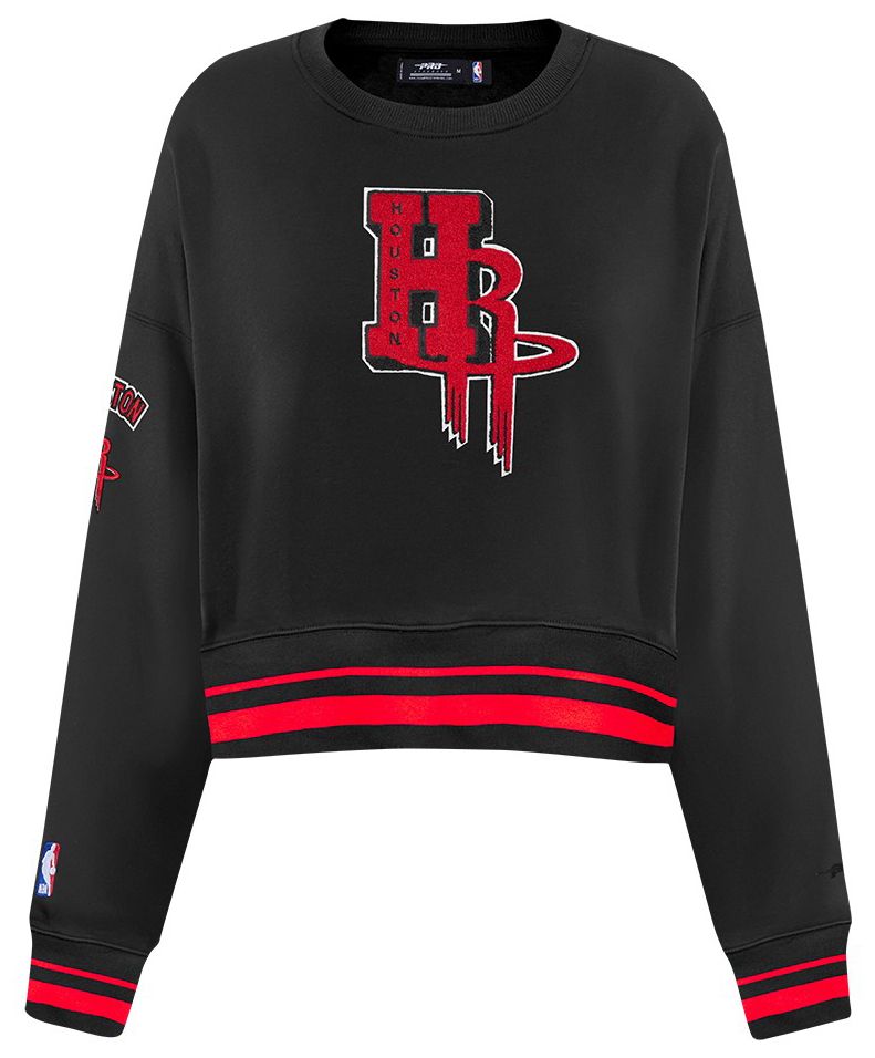 Pro Standard Women's Houston Rockets Black Mash Up Rib Fleece Crewneck Sweatshirt product image