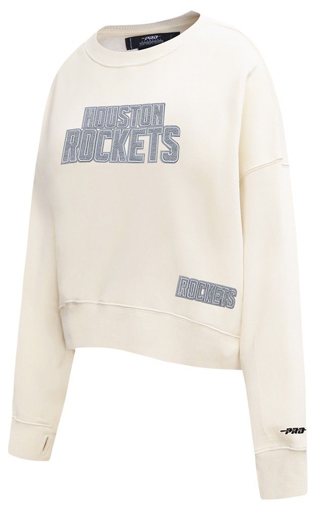 Pro Standard Women's Houston Rockets Off White Reverse French Terry Crewneck Sweatshirt product image