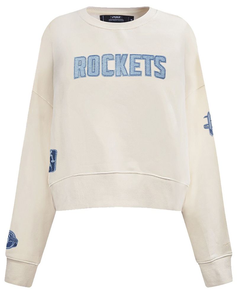 Pro Standard Women's Houston Rockets Linen Varsity Blues Fleece Crewneck Sweatshirt product image