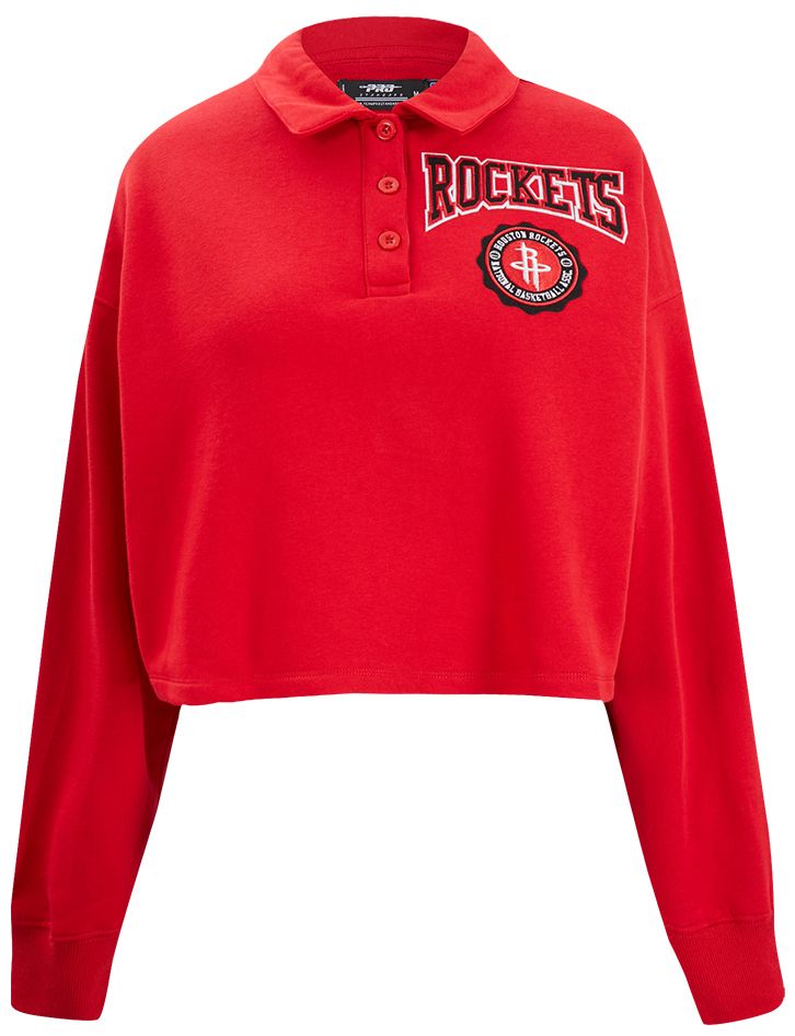 Pro Standard Women's Houston Rockets Red Crest Emblem Long Sleeve Polo product image