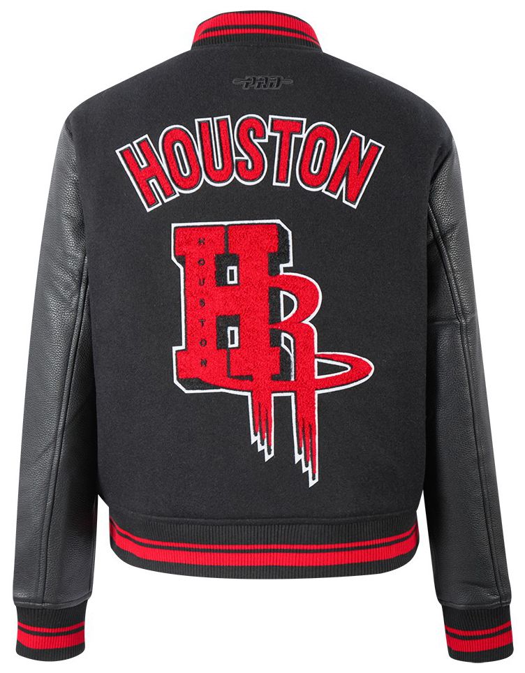 Pro Standard Women's Houston Rockets Black Classic Rib Wool Varsity Jacket product image