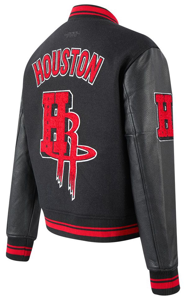 Pro Standard Women's Houston Rockets Black Classic Rib Wool Varsity Jacket product image