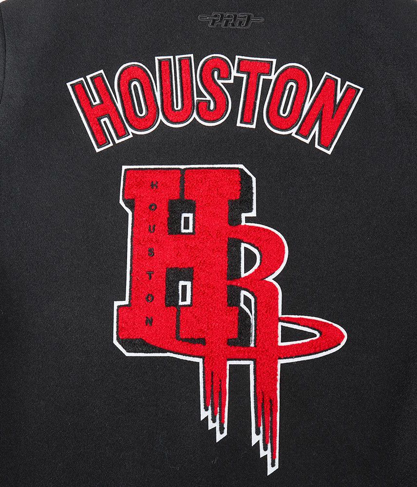 Pro Standard Women's Houston Rockets Black Classic Rib Wool Varsity Jacket product image