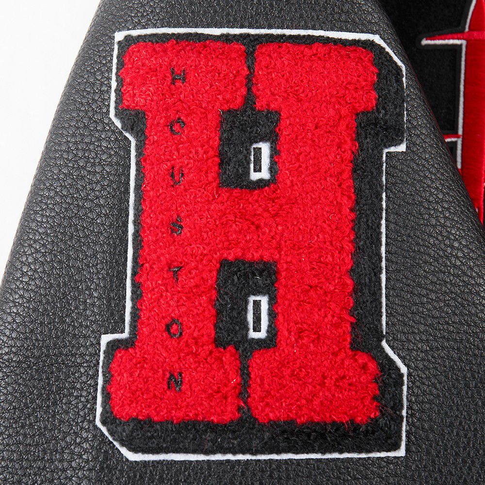 Pro Standard Women's Houston Rockets Black Classic Rib Wool Varsity Jacket product image