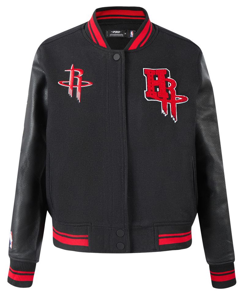 Pro Standard Women's Houston Rockets Black Classic Rib Wool Varsity Jacket product image