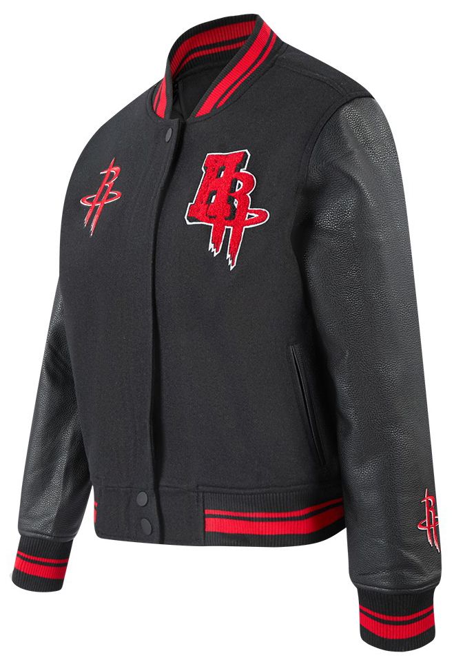 Pro Standard Women's Houston Rockets Black Classic Rib Wool Varsity Jacket product image
