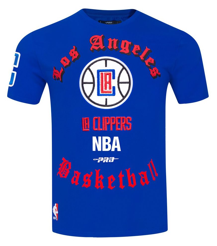 Pro Standard Men's Los Angeles Clippers Blue Old English Short Sleeve T-Shirt product image