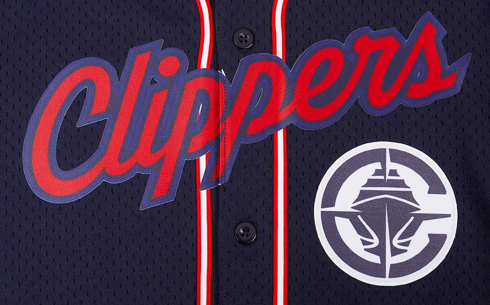 Pro Standard Men's Los Angeles Clippers Navy Mesh Button Down Shirt product image