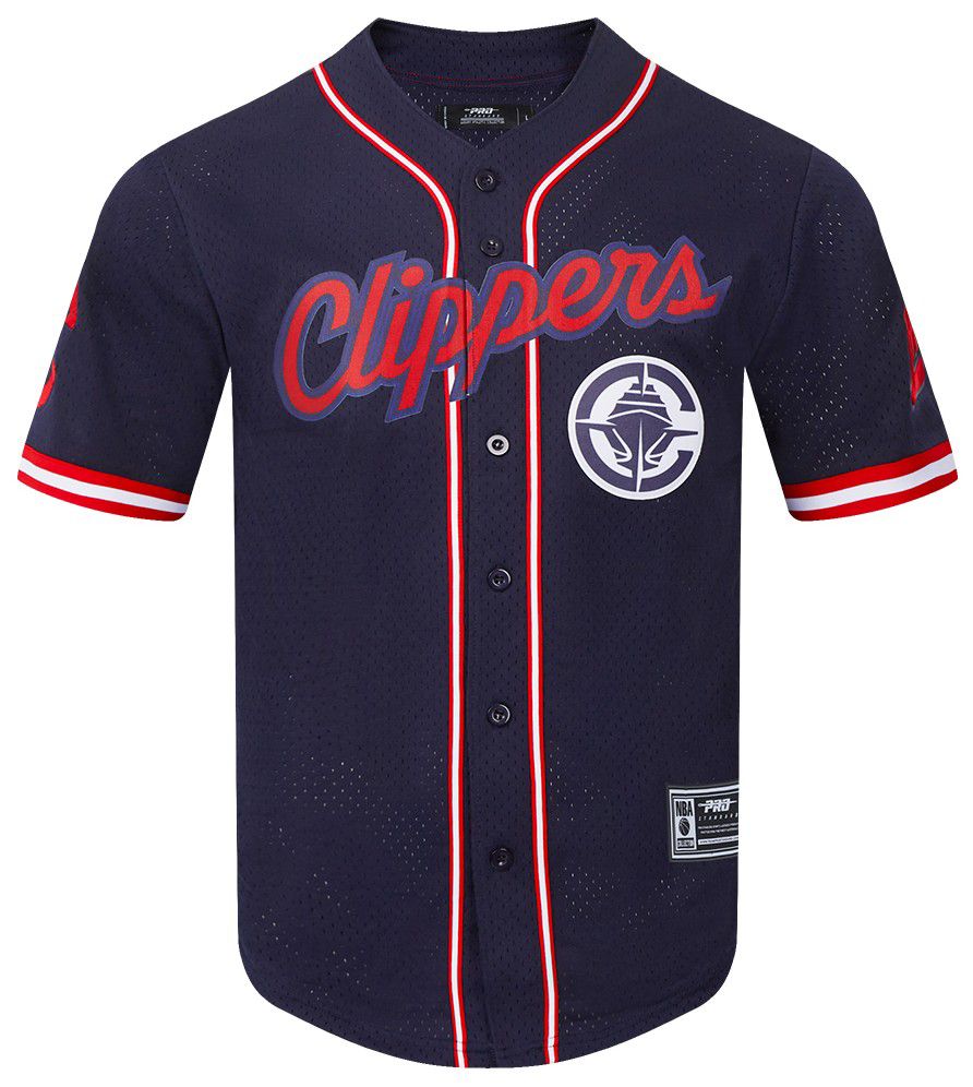 Pro Standard Men's Los Angeles Clippers Navy Mesh Button Down Shirt product image