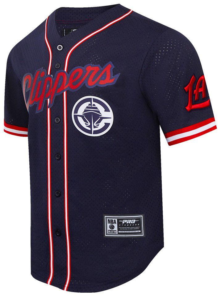 Pro Standard Men's Los Angeles Clippers Navy Mesh Button Down Shirt product image