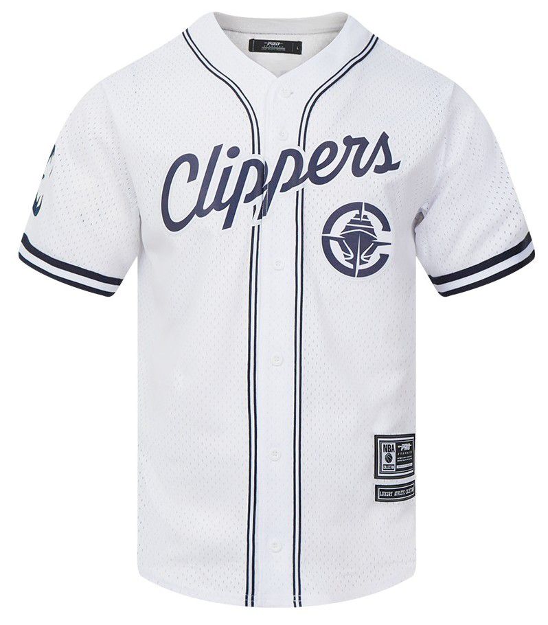 Pro Standard Men's Los Angeles Clippers White Mesh Button Down Shirt product image