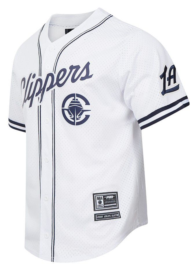 Pro Standard Men's Los Angeles Clippers White Mesh Button Down Shirt product image