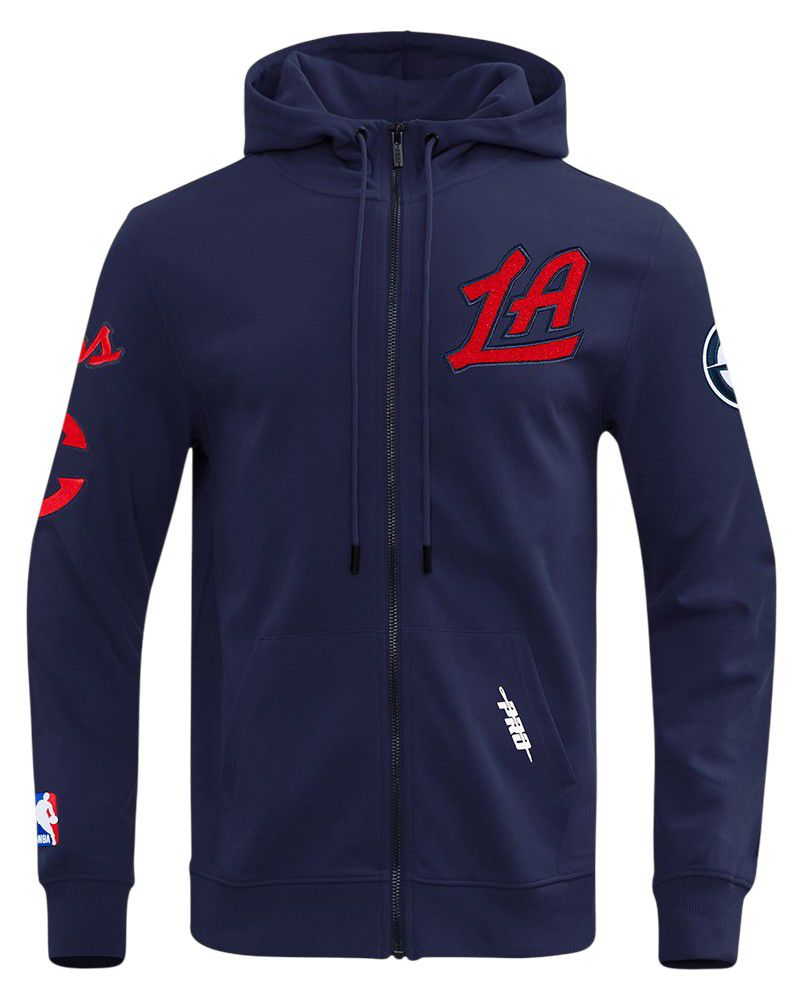 Pro Standard Men's Los Angeles Clippers Navy Classic Chenille Full-Zip Hoodie product image
