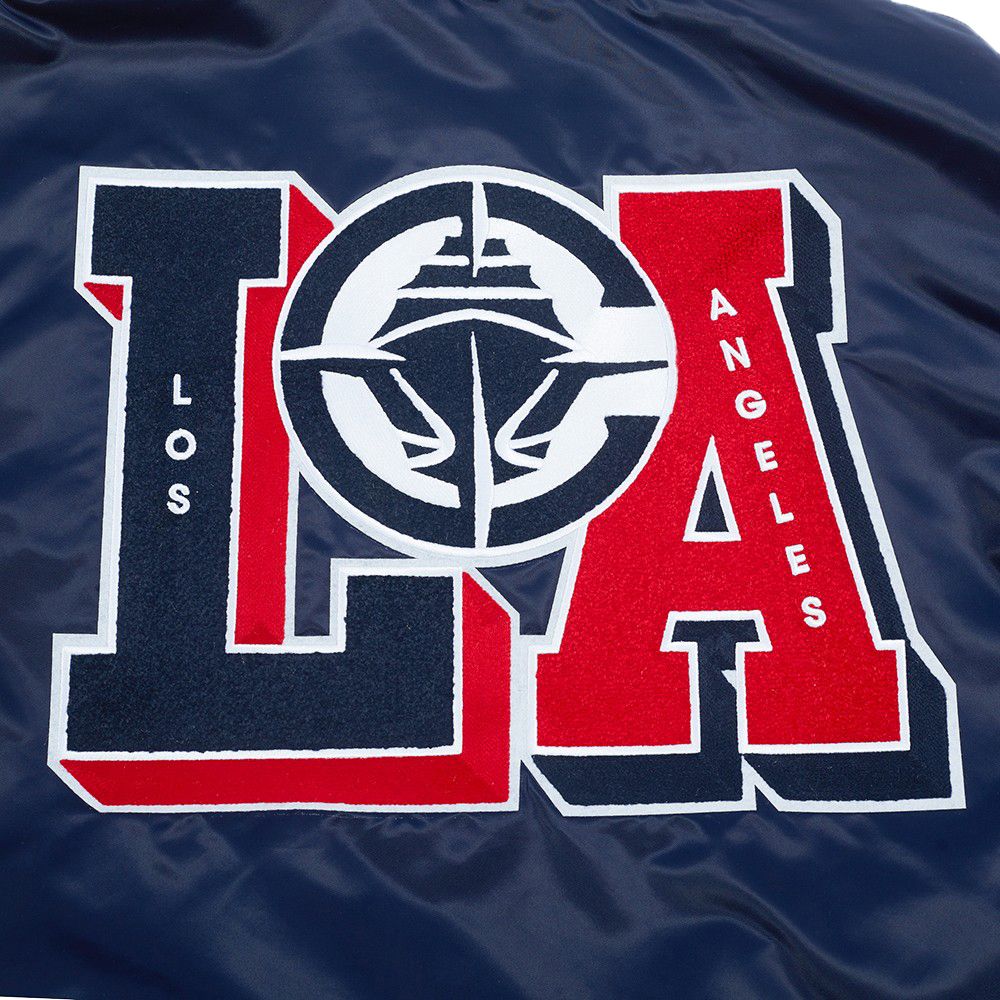 Pro Standard Men's Los Angeles Clippers Navy Mash Up Rib Satin Jacket product image