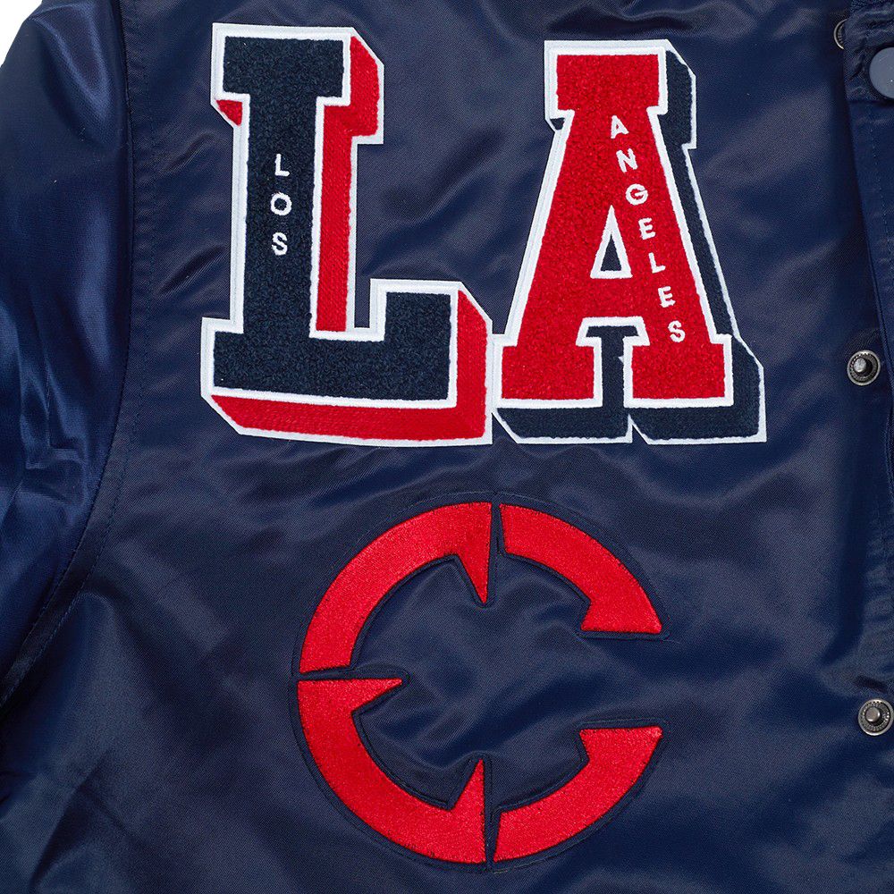 Pro Standard Men's Los Angeles Clippers Navy Mash Up Rib Satin Jacket product image