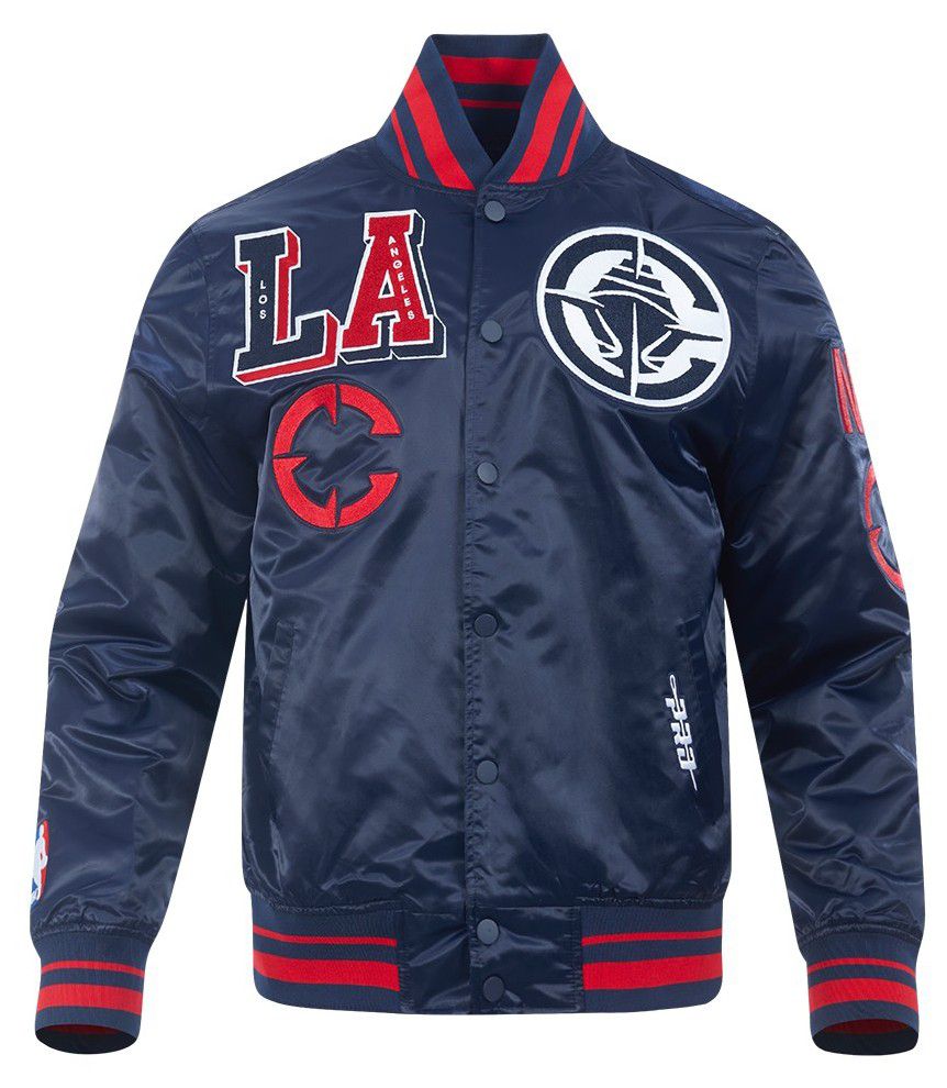 Pro Standard Men's Los Angeles Clippers Navy Mash Up Rib Satin Jacket product image