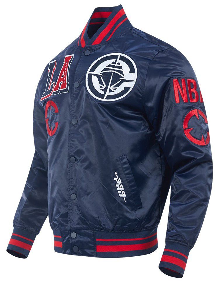 Pro Standard Men's Los Angeles Clippers Navy Mash Up Rib Satin Jacket product image
