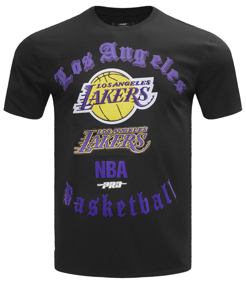 Pro Standard Men's Los Angeles Lakers Black Old English Short Sleeve T-Shirt product image