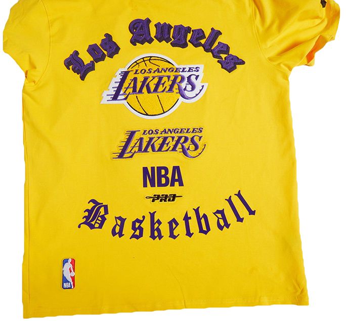Pro Standard Men's Los Angeles Lakers Yellow Old English Short Sleeve T-Shirt product image