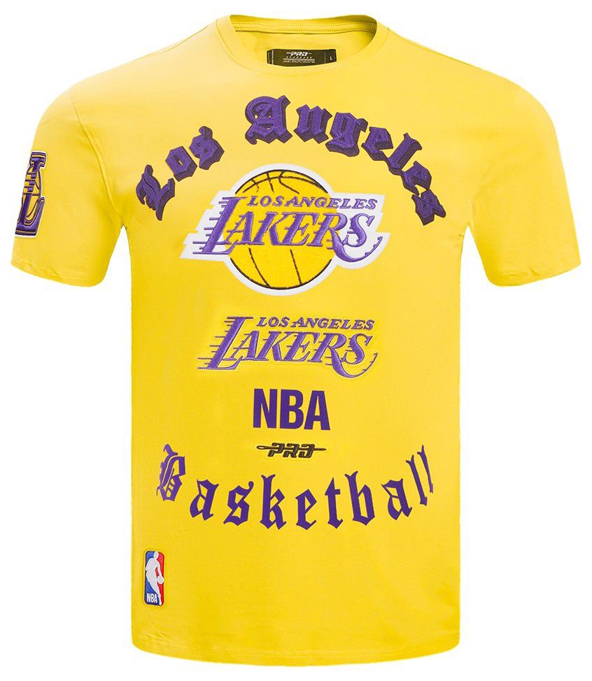 Pro Standard Men's Los Angeles Lakers Yellow Old English Short Sleeve T-Shirt product image