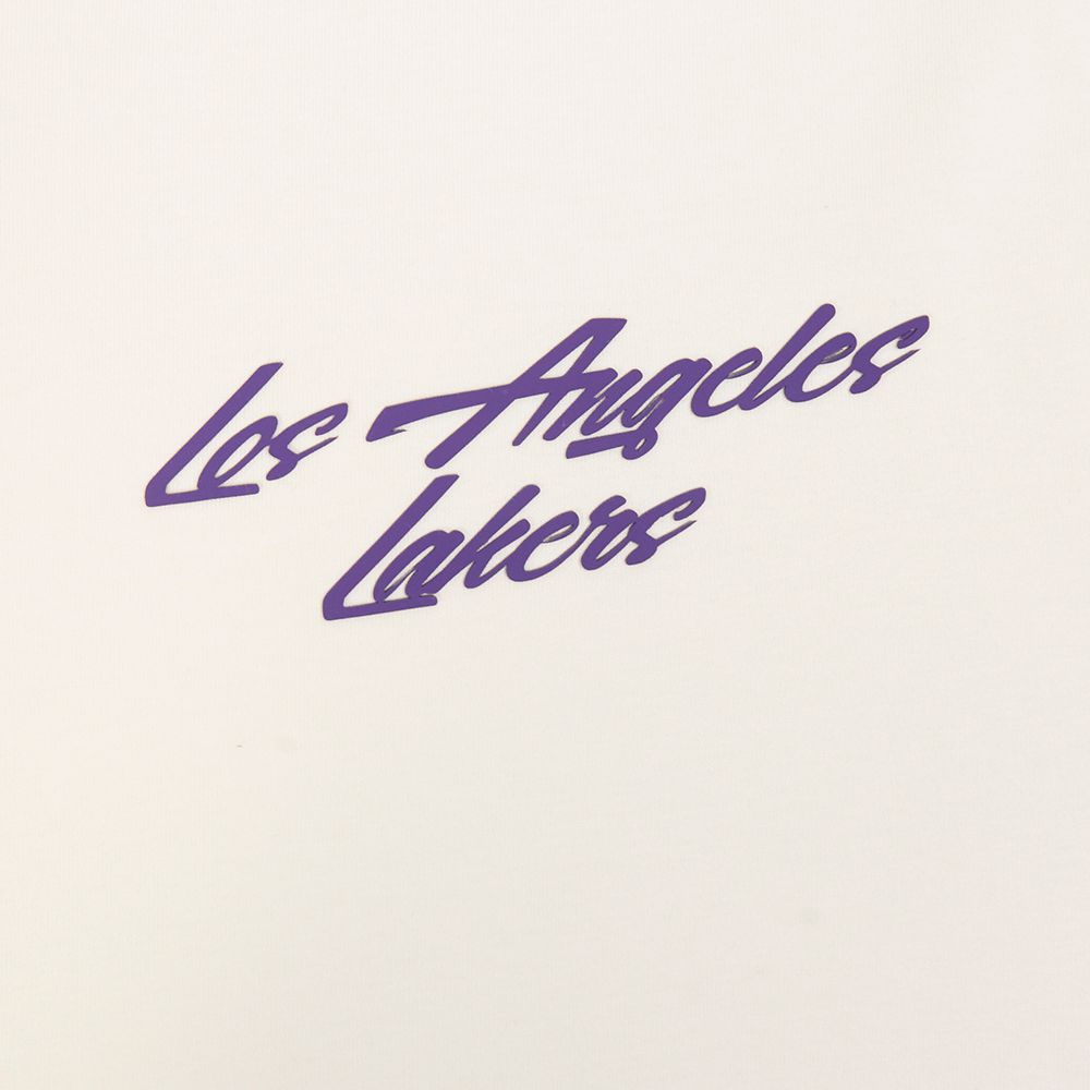 Pro Standard Men's Los Angeles Lakers Off White Script Drop Shoulder T-Shirt product image