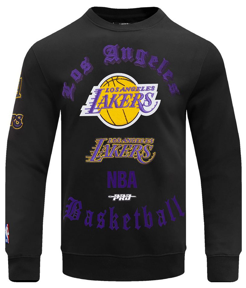 Pro Standard Men's Los Angeles Lakers Black Old English Fleece Crewneck Sweatshirt product image