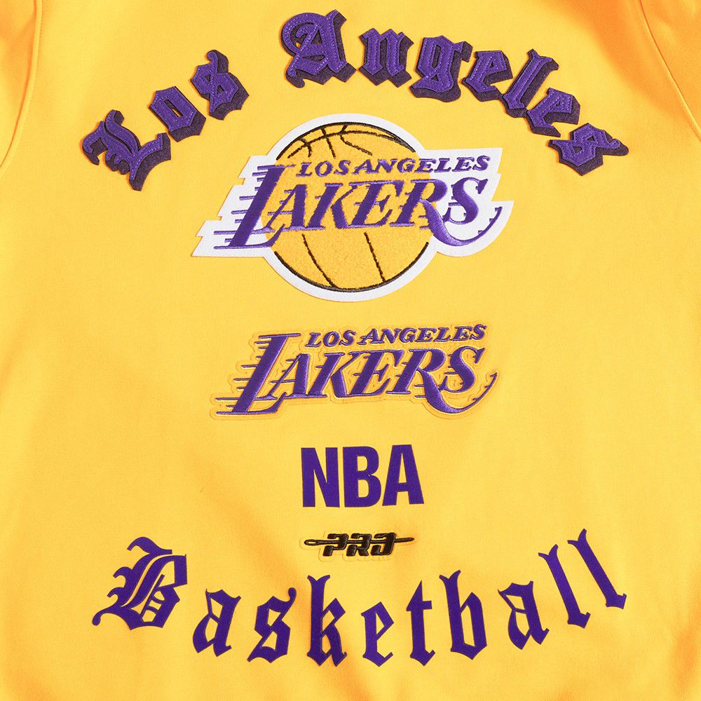 Pro Standard Men's Los Angeles Lakers Yellow Old English Fleece Crewneck Sweatshirt product image