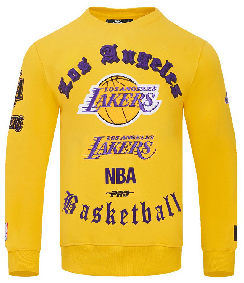 Pro Standard Men's Los Angeles Lakers Yellow Old English Fleece Crewneck Sweatshirt product image