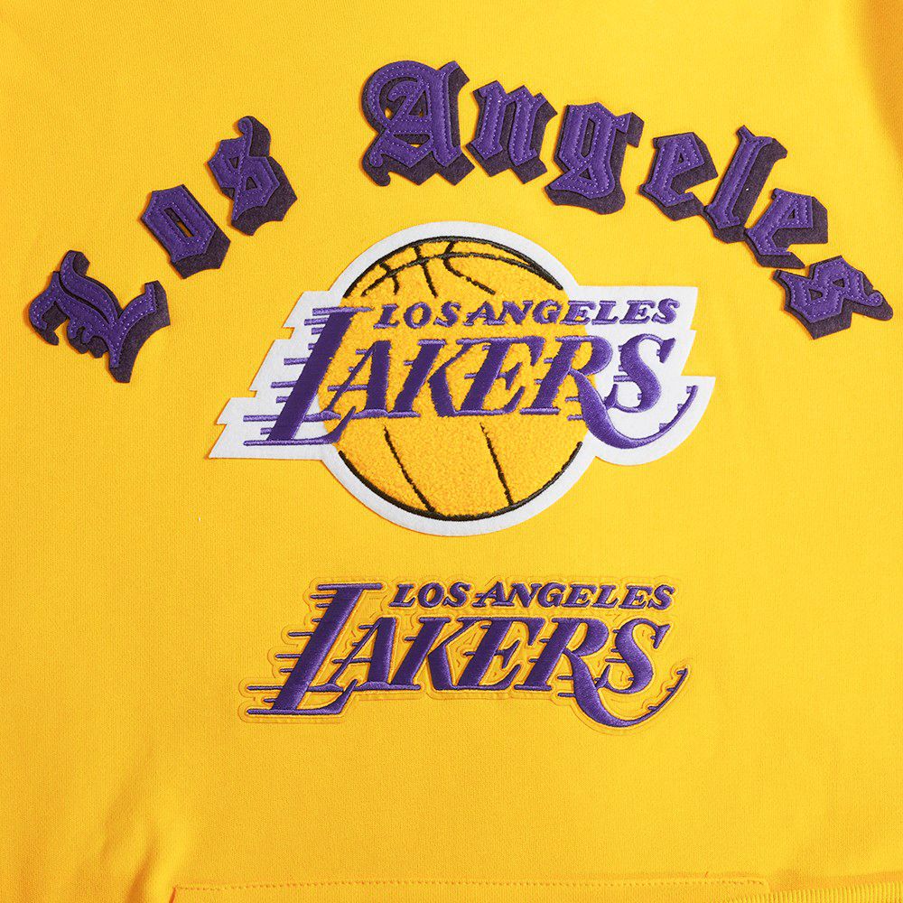 Pro Standard Men's Los Angeles Lakers Yellow Old English Fleece Hoodie product image