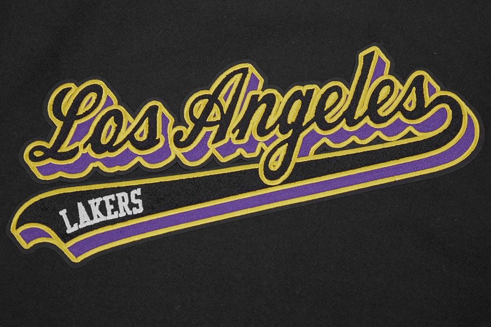 Pro Standard Men's Los Angeles Lakers Black Script Tail Rib Wool Varsity Jacket product image