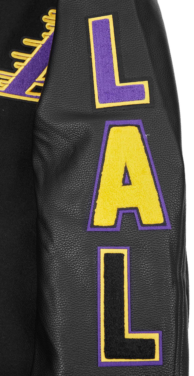 Pro Standard Men's Los Angeles Lakers Black Script Tail Rib Wool Varsity Jacket product image