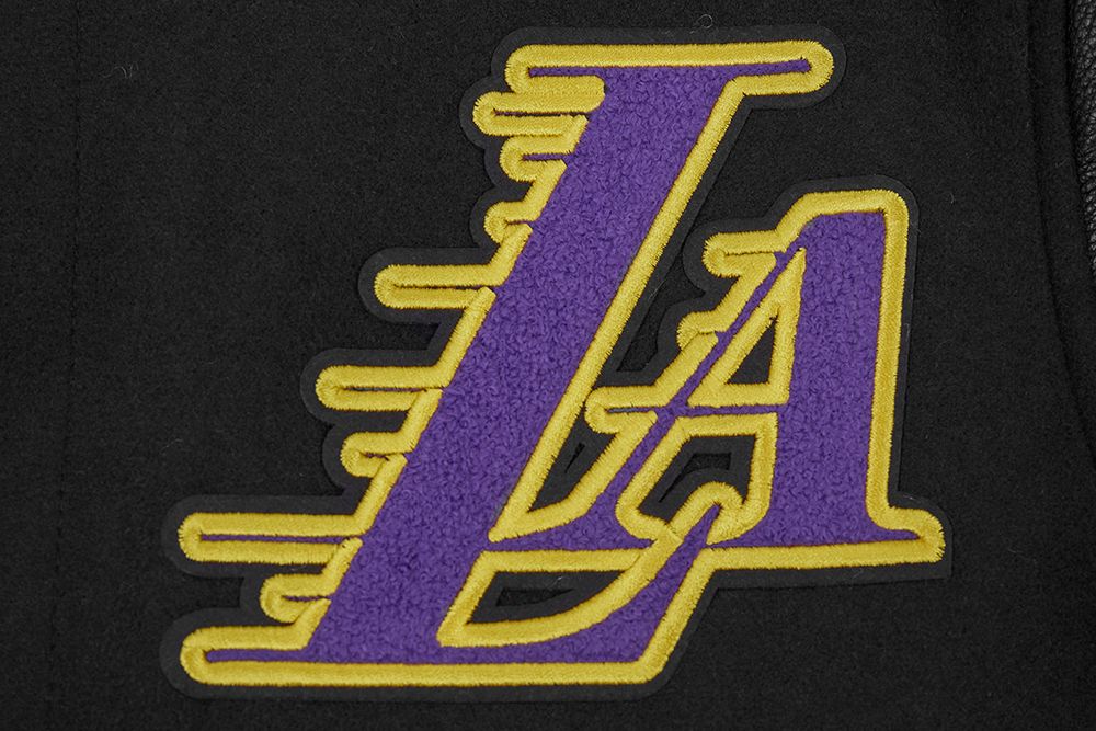 Pro Standard Men's Los Angeles Lakers Black Script Tail Rib Wool Varsity Jacket product image