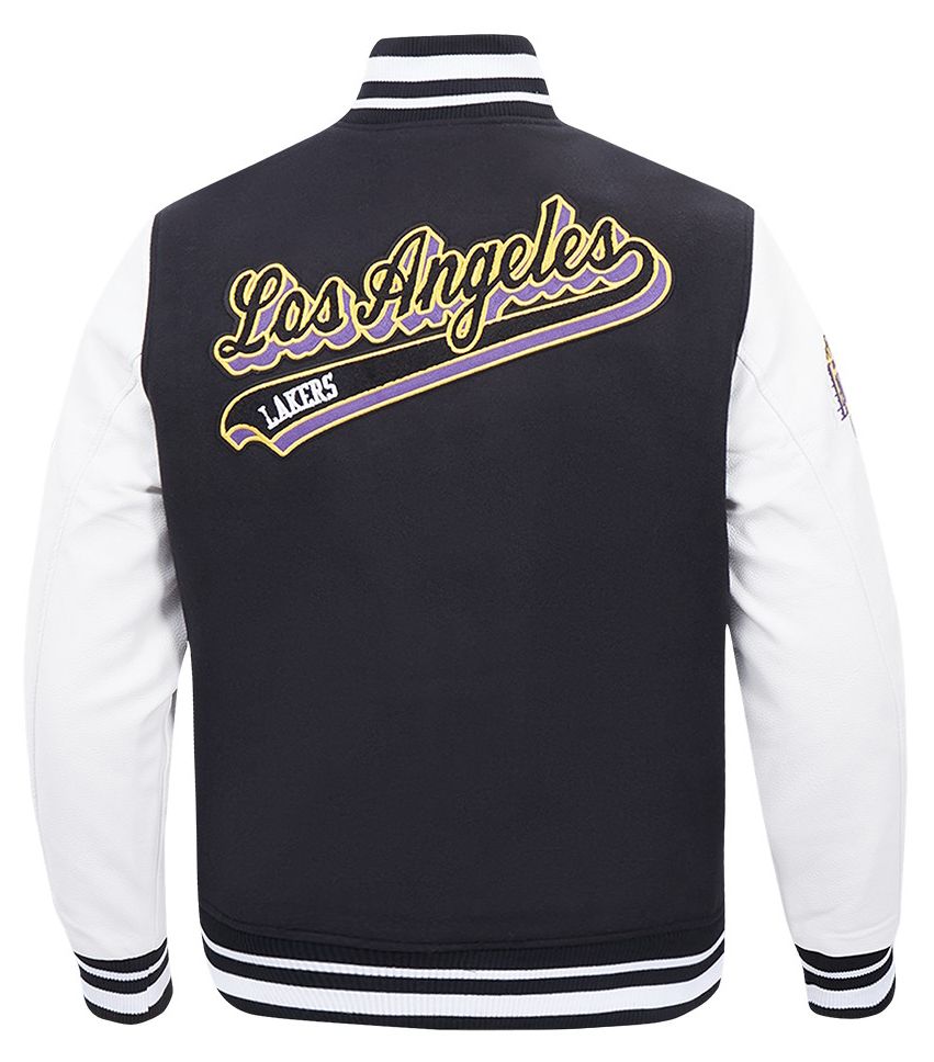 Pro Standard Men's Los Angeles Lakers Black Script Tail Rib Wool Varsity Jacket product image