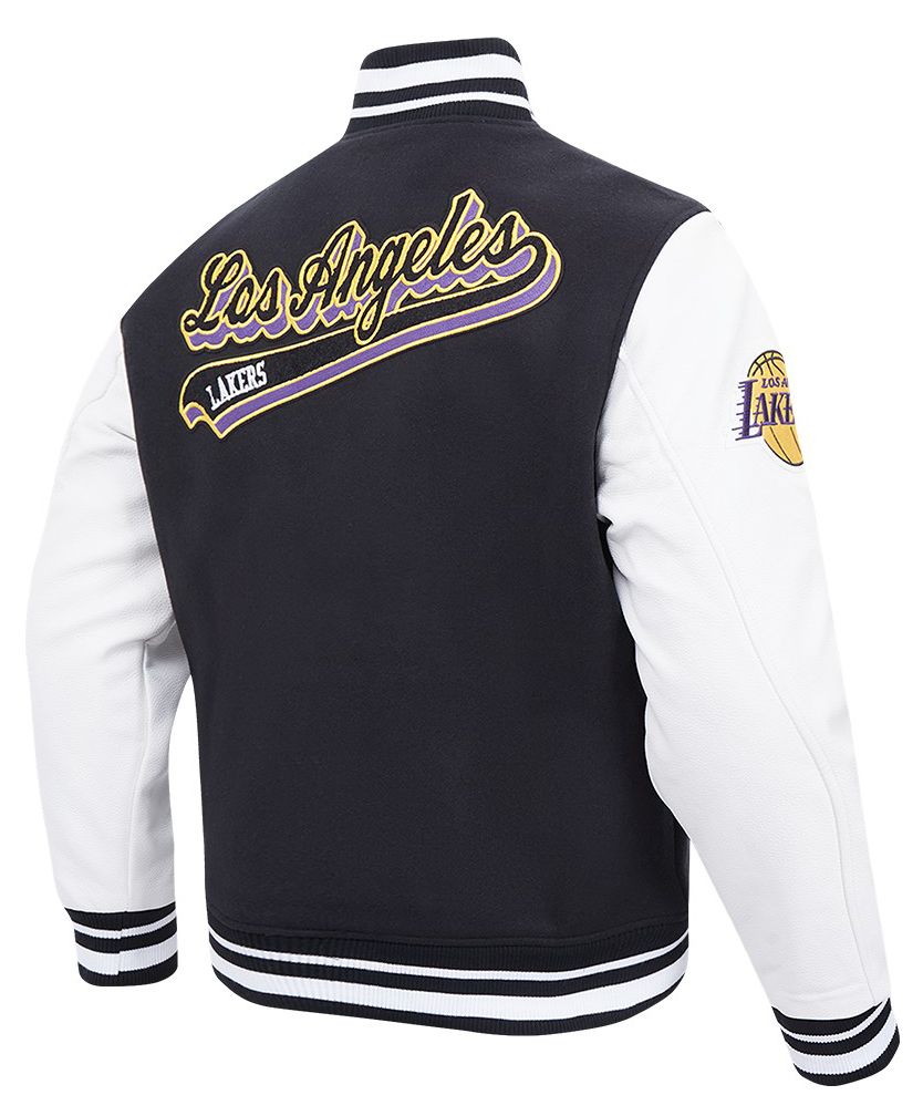 Pro Standard Men's Los Angeles Lakers Black Script Tail Rib Wool Varsity Jacket product image