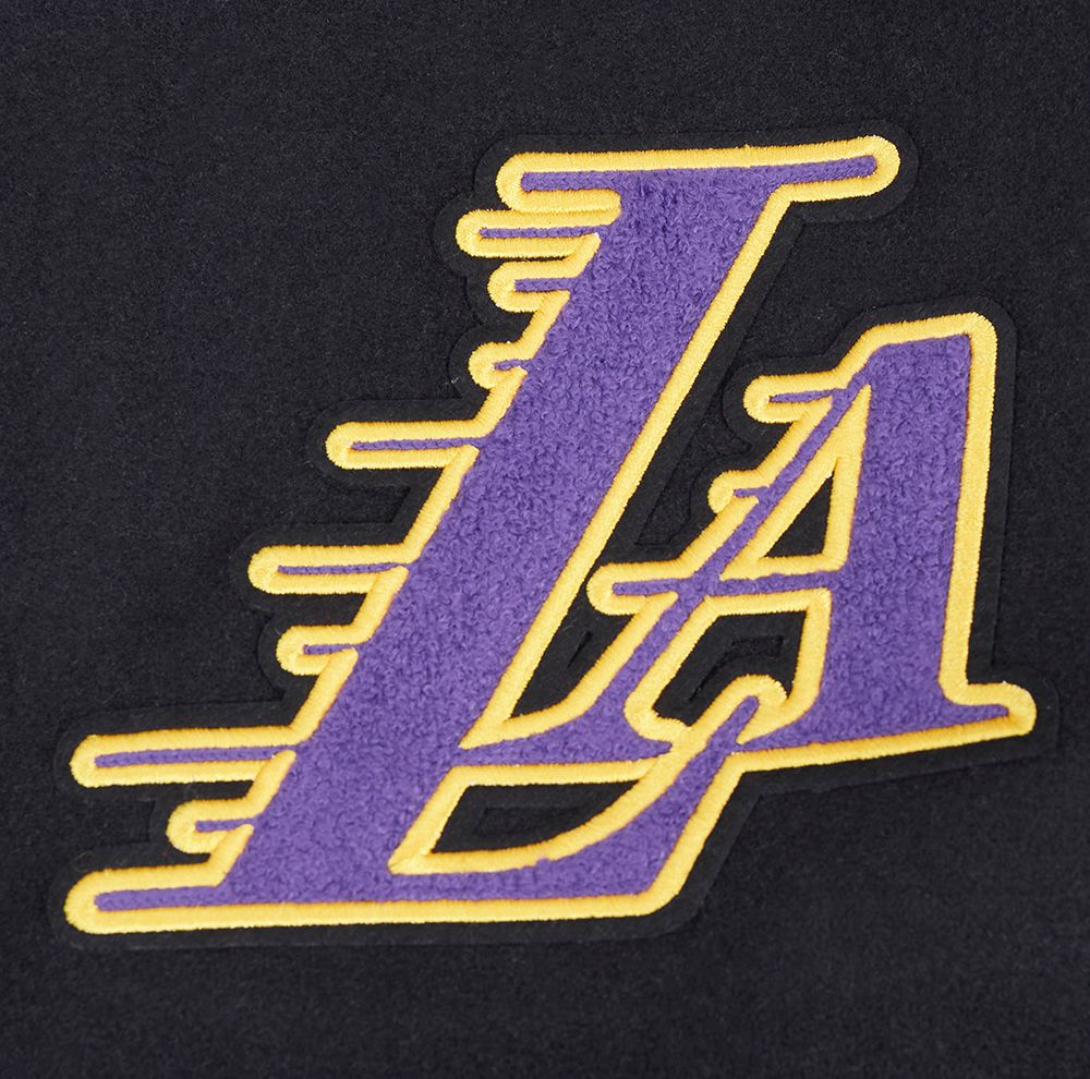 Pro Standard Men's Los Angeles Lakers Black Script Tail Rib Wool Varsity Jacket product image