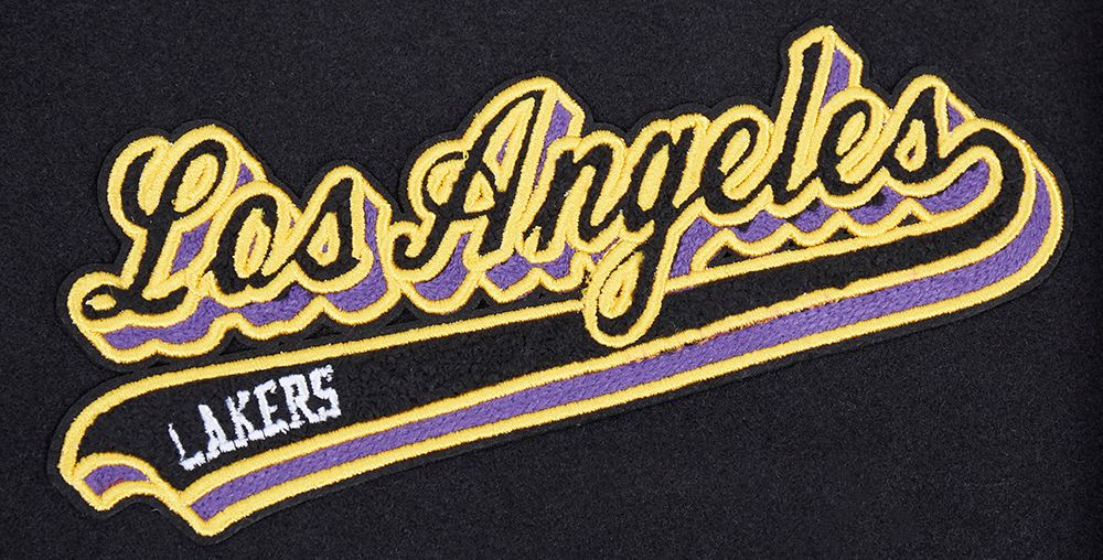 Pro Standard Men's Los Angeles Lakers Black Script Tail Rib Wool Varsity Jacket product image