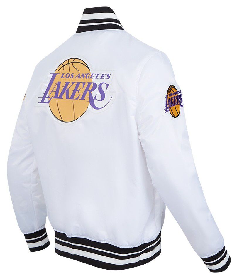 Pro Standard Men's Los Angeles Lakers White Script Tail Satin Jacket product image