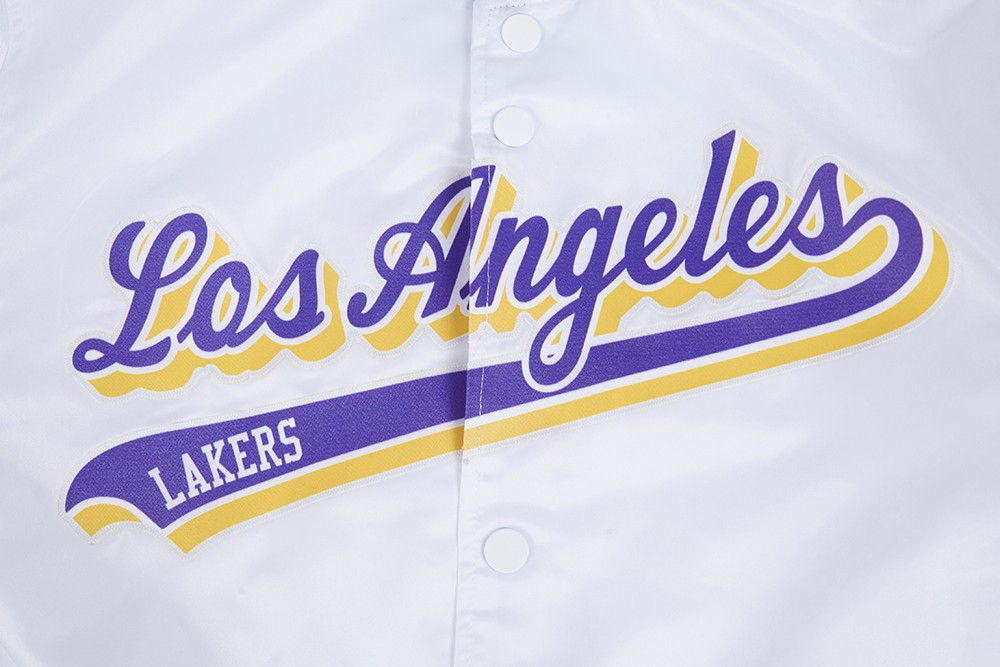 Pro Standard Men's Los Angeles Lakers White Script Tail Satin Jacket product image