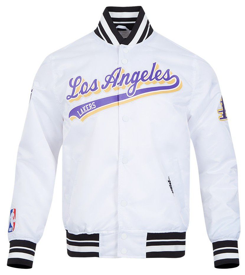 Pro Standard Men's Los Angeles Lakers White Script Tail Satin Jacket product image