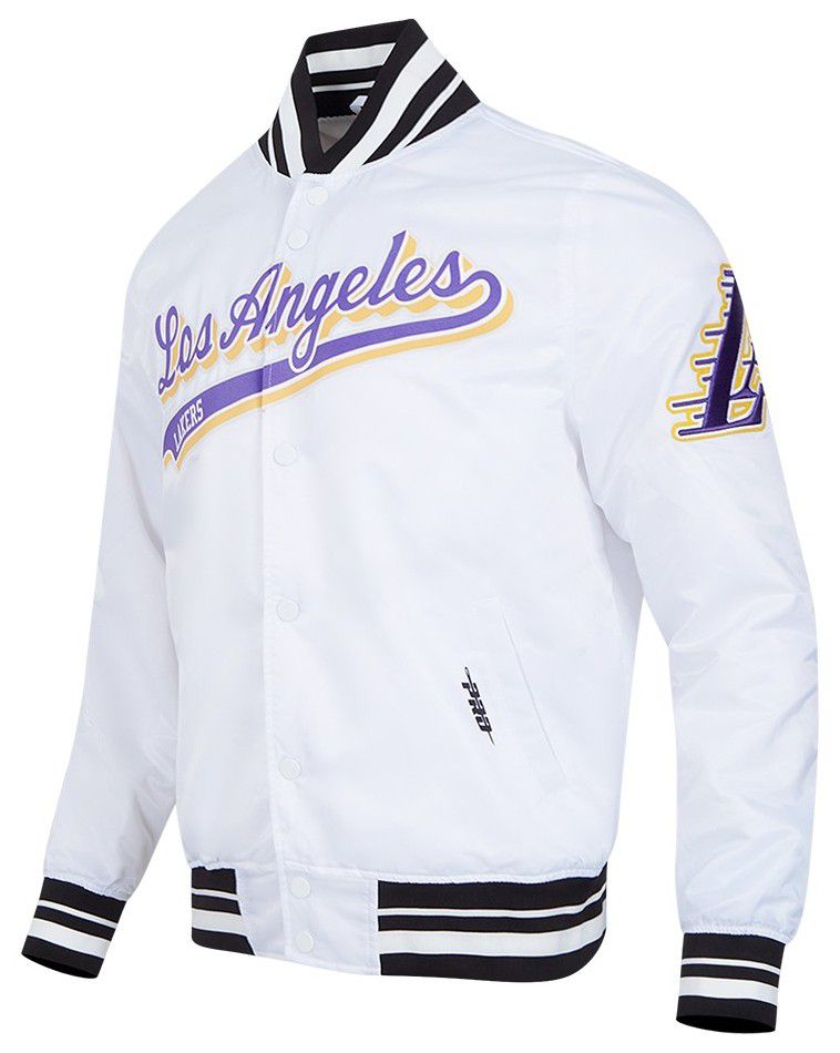 Pro Standard Men's Los Angeles Lakers White Script Tail Satin Jacket product image