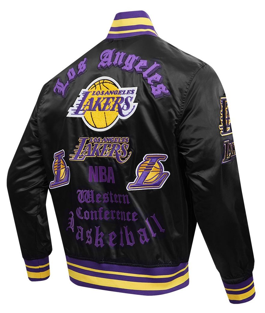 Pro Standard Men's Los Angeles Lakers Black Old English Logo Satin Jacket product image